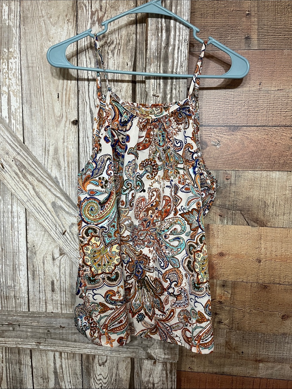 Women's Paisley Print Tank Top - White/Multi